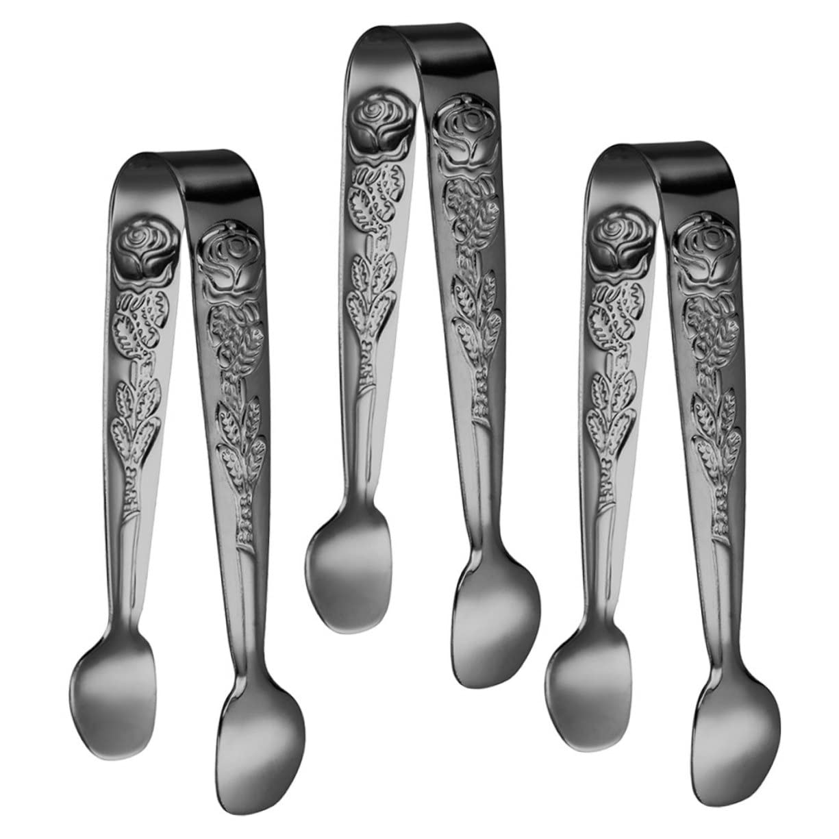 Cabilock Stainless Steel Sugar Cube Tongs 3pcs Small Ice Tongs for Buffet Bbq and Kitchen Use
