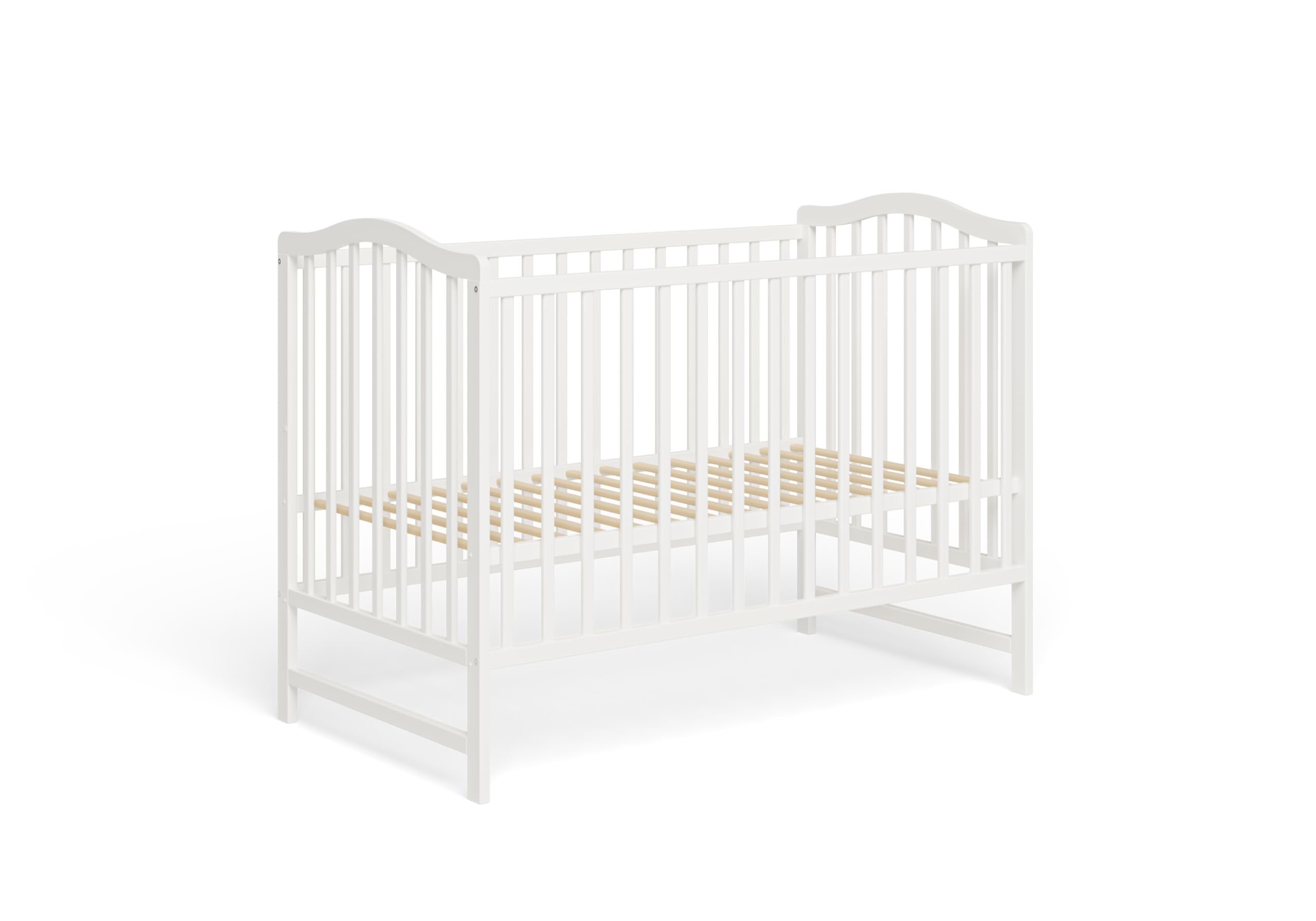 MS FACTORY Cuna de bebé Paris 120x60 cm – Ajustable en Altura de Madera Maciza – con barrotes y Pintura al Agua Segura – Cama evolutiva con barrotes extraíbles