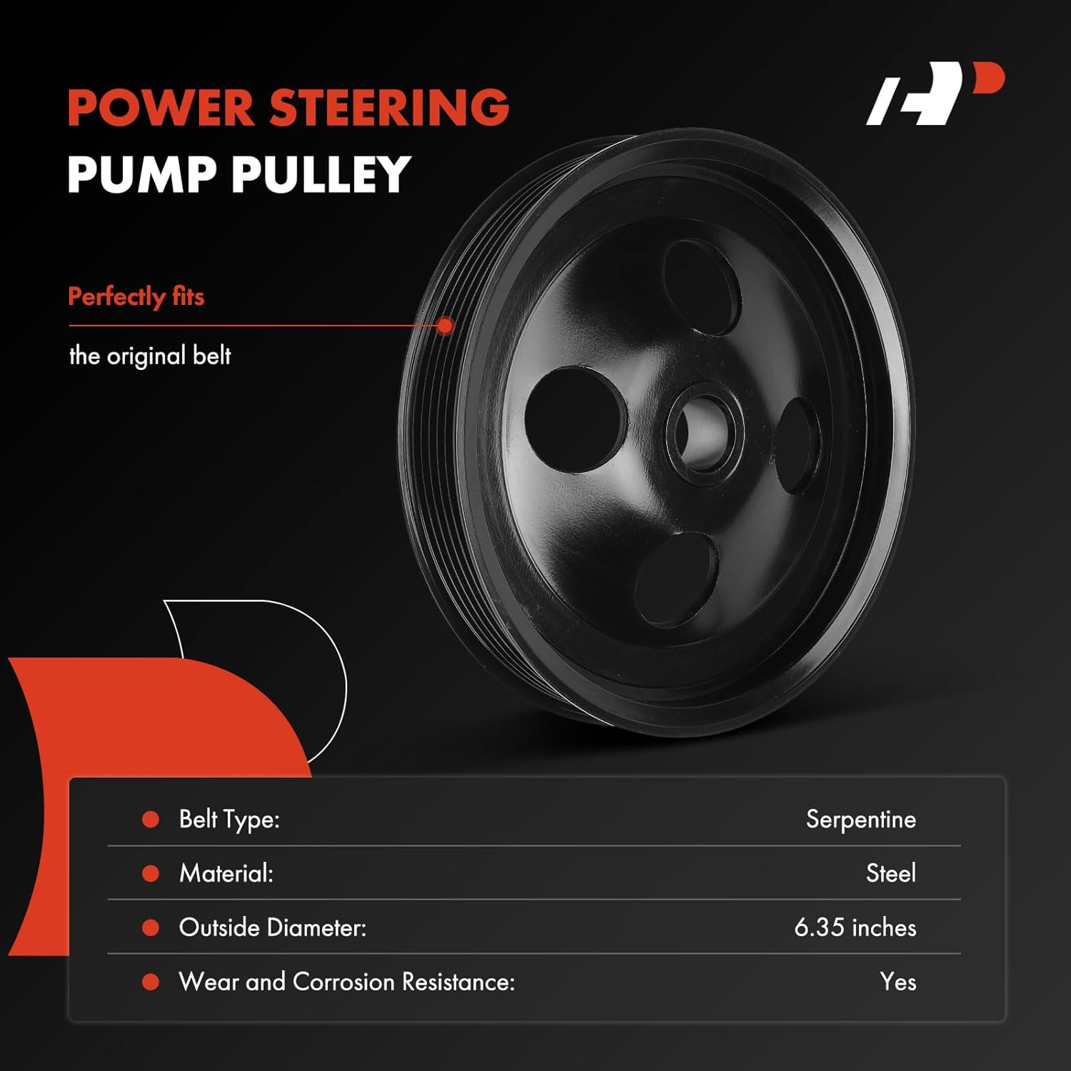 A-Premium Power Steering Pump Pulley Compatible with Chevrolet Trailblazer 2002-2006, Trailblazer EXT & GMC Envoy, Envoy XL XUV & Buick Rainier & Isuzu Ascender & Oldsmobile Bravada & Saab 9-7x