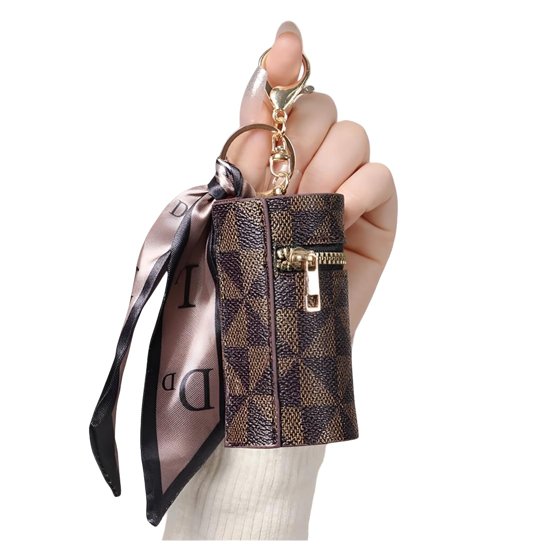 Lipstick Organizer Leather Lip Gloss Bag, Lipstick Case with Keychain, Girls Makeup Storage Holder for Travel Purse Perfume (1Pcs)-image-44
