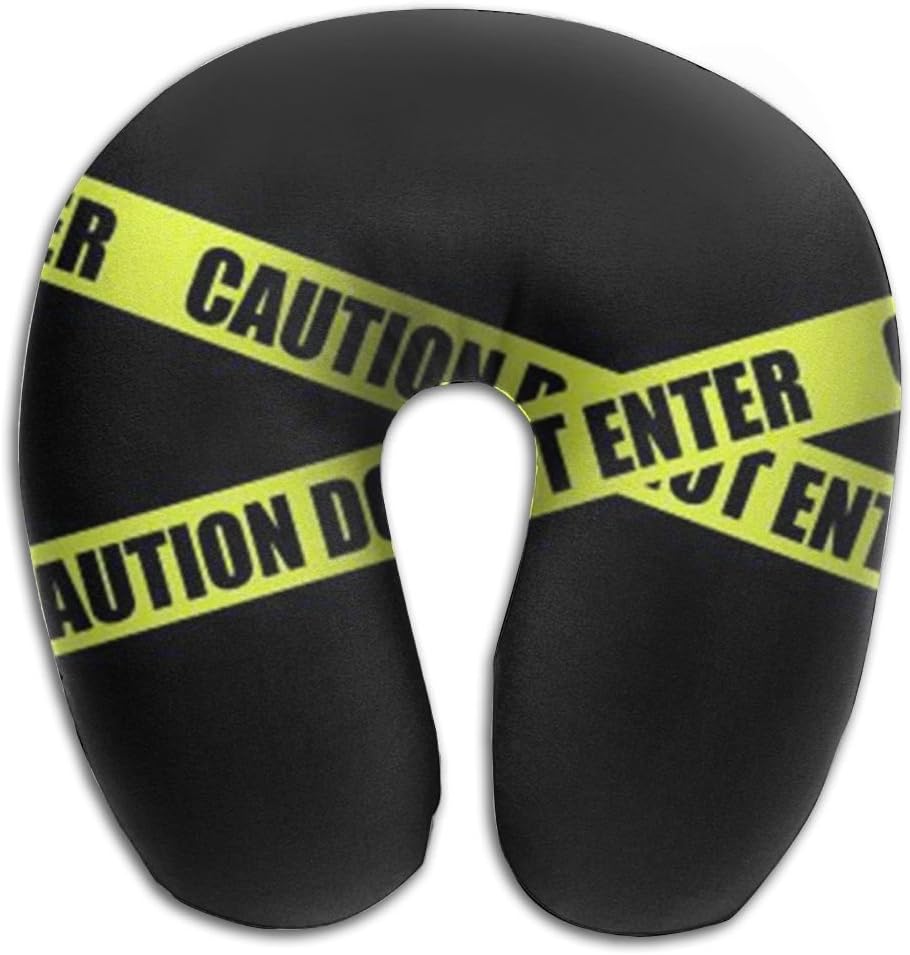 Caution Tape Comfortable Adult Size Neck Pillow Orthopedic Memory Foam U-SHAPE For Flying Man