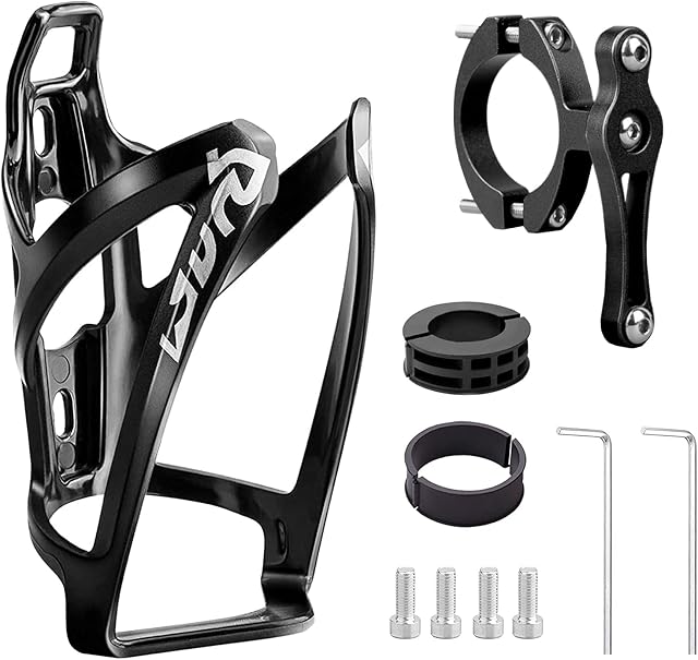 OSIGEI Bike Water Bottle Cage and and Bike Bottles Cage Mount Adapter, Universal Bike Cup Holder, Lightweight and Strong Bicycle Water Bottle Holder with Screws, Great for Road and Mountain Bikes