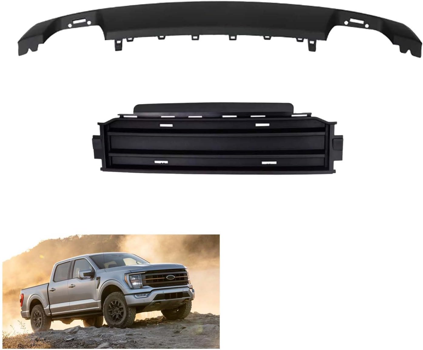 Front Bumper Cover Lower Molding Trim Valance Fits 2021 2022 2023 Ford F150 King Ranch, Lariat, Limited, XL, XLT - ML3Z-17B968, ML34-17B968,Front bottom Bumper Valance