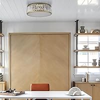 Vista 4 de Lámpara de techo de cristal de montaje empotrado dorada, moderna pantalla de tambor de 4 luces, iluminación de techo de cristal para sala de estar