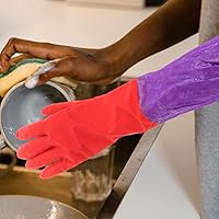 Vista 2 de Guantes de limpieza medianos para acuarios, goma antideslizante, 19.3 x 5.9 x 0.8 pulgadas