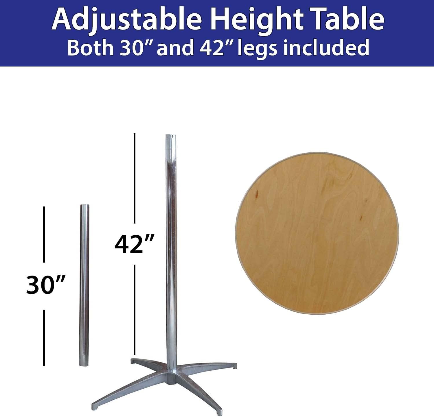 TentandTable Adjustable 36" Round Cocktail Table, (3-Foot Diameter), Commercial Grade High Top Outdoor & Indoor Banquet Tables with Aluminum Edge for Weddings, Patio, Parties, Restaurants, 1 Pack
