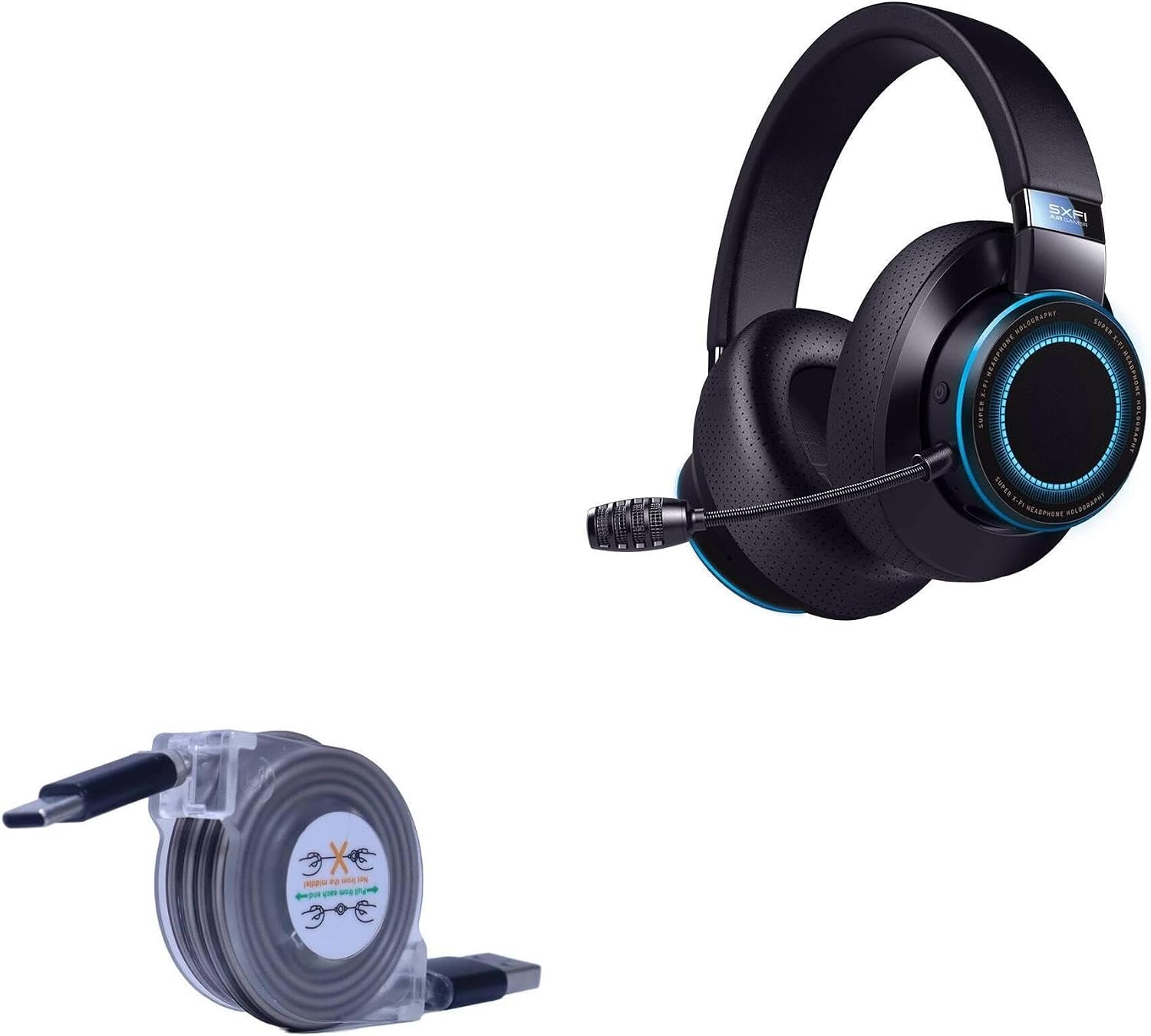 BoxWave Cable Compatible with Creative Labs SXFI Air Gamer - miniSync - USB-A to USB Type-C, Retractable Cable 5 Pre-Set Lengths Avoid Tangles