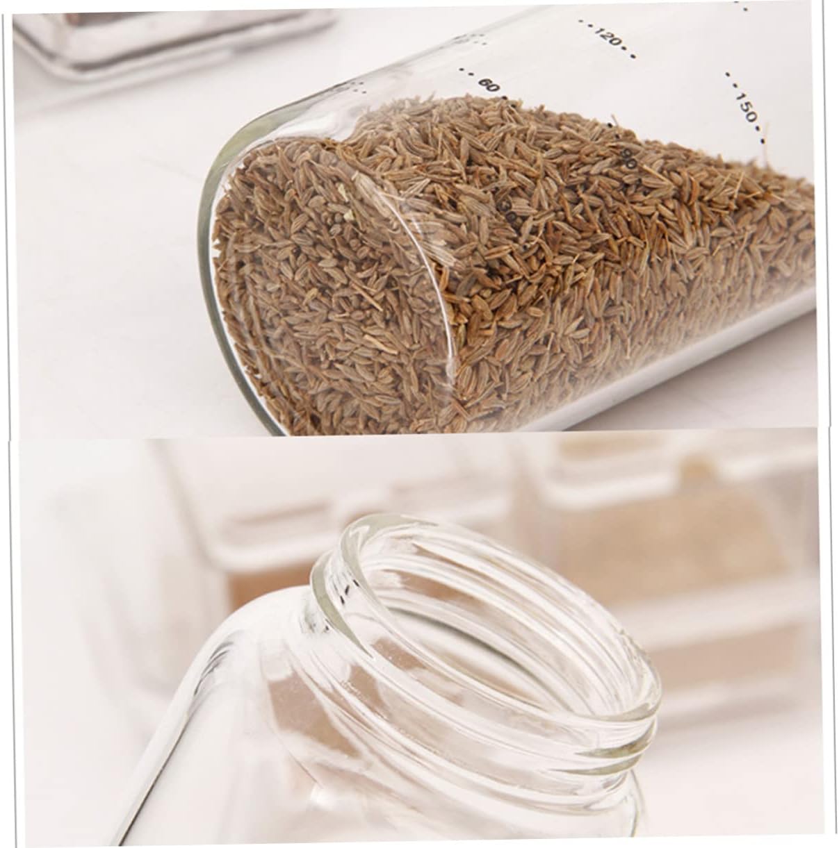 BESTOYARD 2pcs Jars Empty Large Salt Shaker Glass Containers Glass Salt and Pepper Shaker Flour Dredger Condiment Bottles Tins Pepper Container Round Bottle White High Borosilicate To Rotate