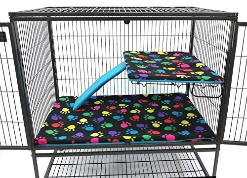 Piggy BedSpreads Fleece Liners for Ferret Nation Critter Nation Cage (Single, Paws)
