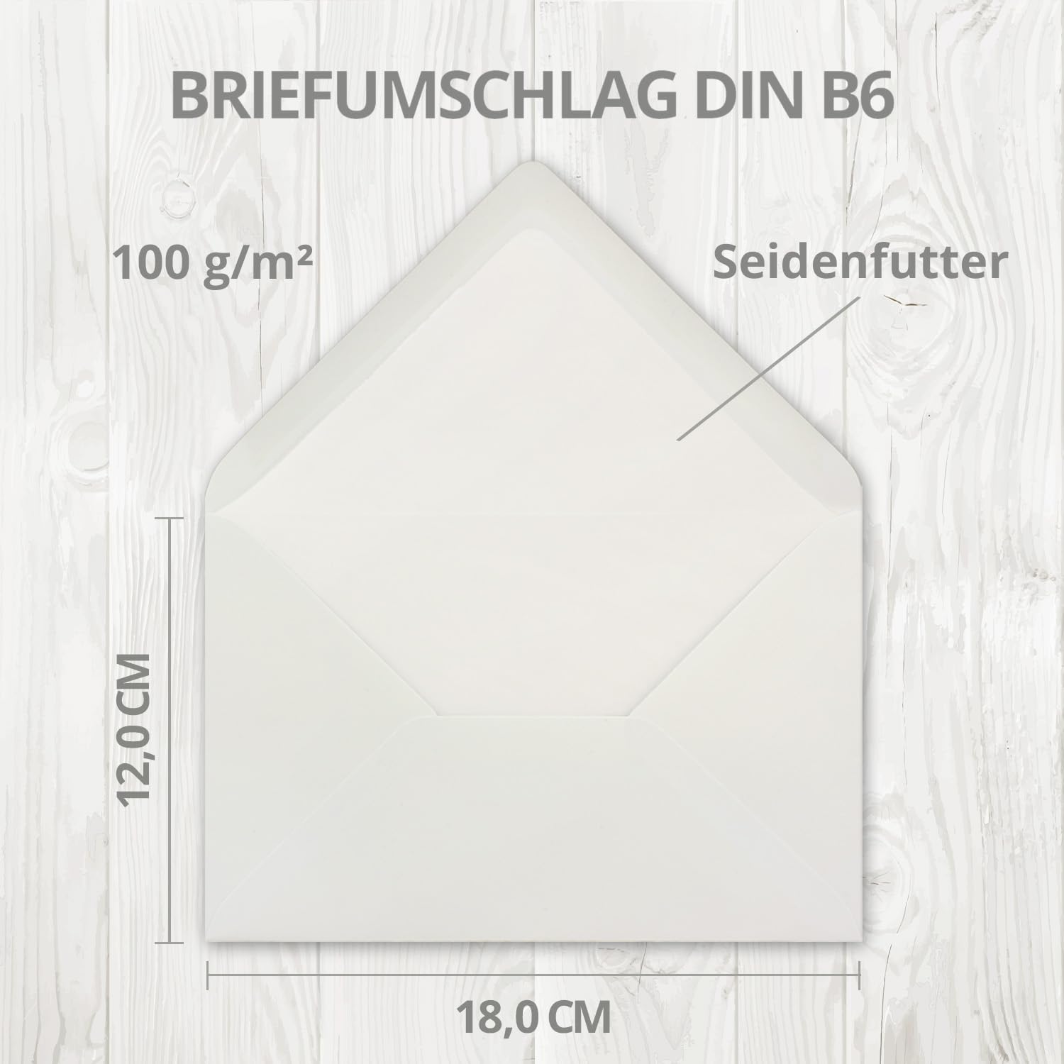 GUSTAV NEUSER - 400 buste per lettere, formato 120 x 180 mm, formato DIN B6, incollaggio a umido, con fodera in seta in crema, 100 g/m², senza finestra, qualità premium
