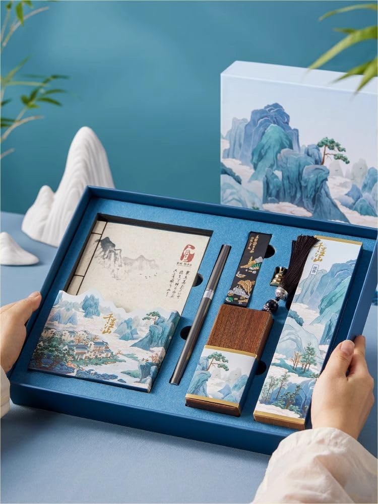 Artisan Calligraphy Set with Handcrafted Inkstone Brush in Gift Box 文房四宝套装-shape3