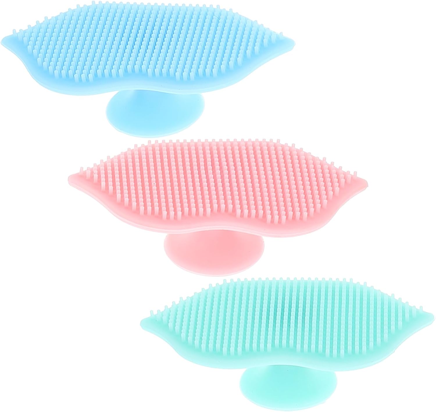 3pcs Silicone Face Scrubber Brush Set for Women and Men, Soft Manual Facial Cleansing and Exfoliating Brushes with Lip Scrub Exfoliator, Waterproof Skin Care Tools for Daily Face