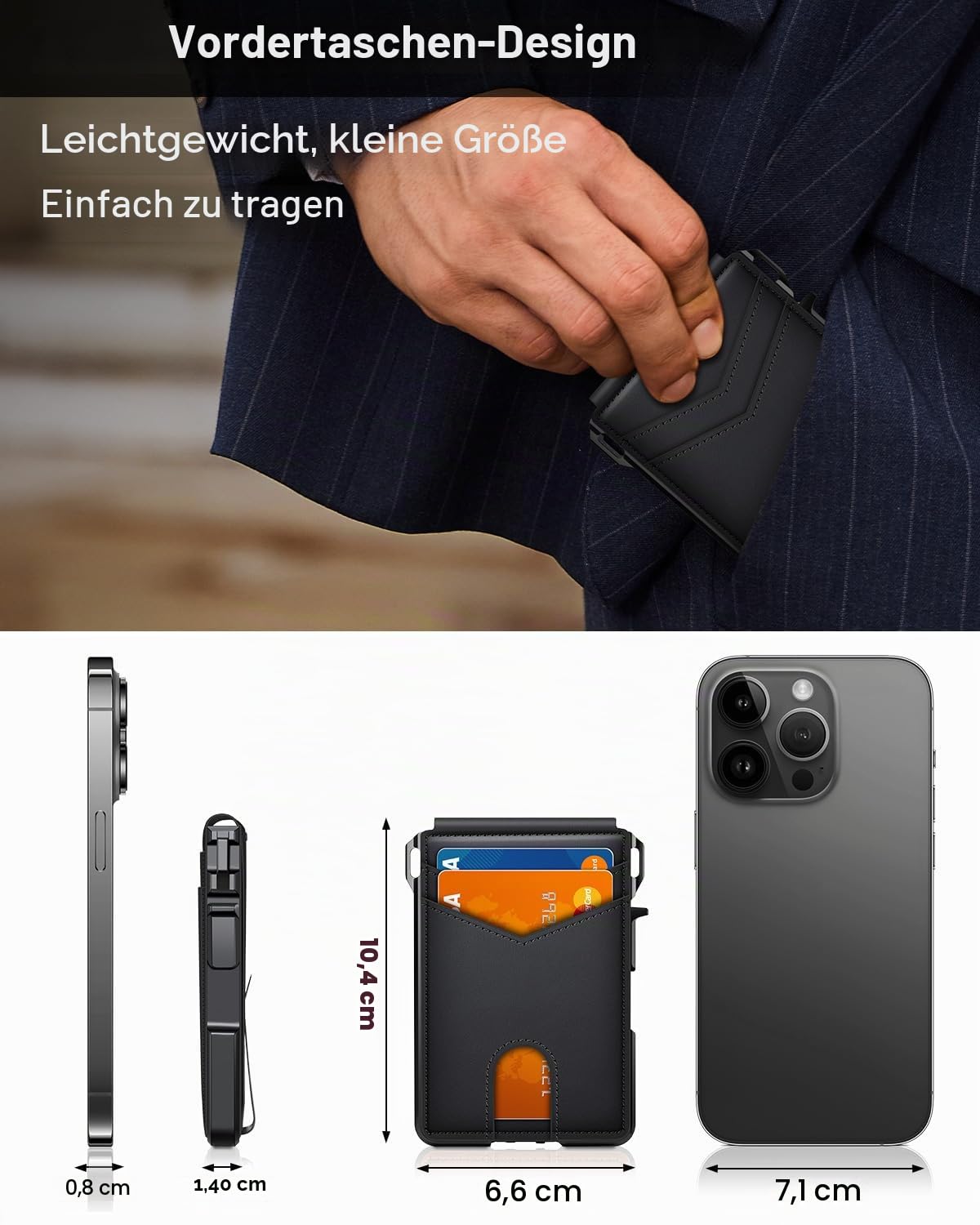 Geldbörse für Herren, minimalistisch, 9–13 Karten, schlanke, kompakte Geldbörse mit Geldklammer und Ausweisfenster, RFID-blockierend, intelligentes Pop-Up-Kartenetui, Metall, Aluminium