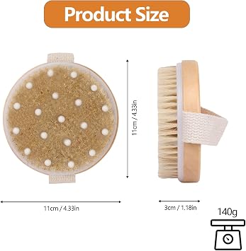 Dry Brushing Body Brush Lymphatic Drainage Brush, Dual-use Dry and Shower with Natural Bristles, GOZINA Exfoliating for Massage, Remove Dead Skin and Cellulite