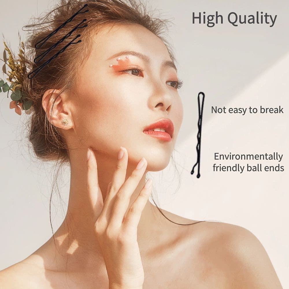 LukyTimo Black Round End Hairpins 200 Pieces - Metal Invisible Bobby Pins -Ideal for All Hair Types and All Types of (200) - Image 2