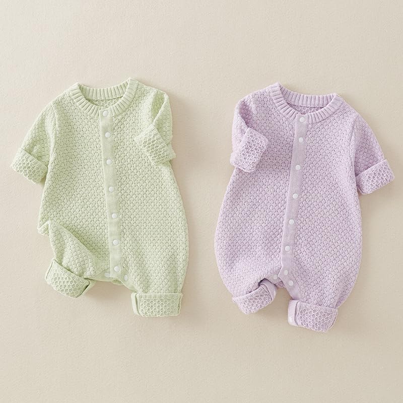 新生児 男の子 女の子 セーター ロンパース ニット ベビー 衣装 幼児 秋冬 無地 ボディスーツ ジャンプスーツ 服 0~24M