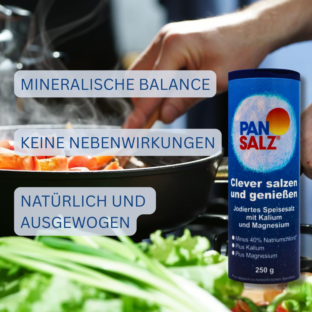 Pansalz 2x 250 g I jodiertes Speisesalz mit Kalium und Magnesium I Mineralsalzmischung I Herzgesundheit I weniger Natrium I Spar-Set plus Pharma Perle give-away