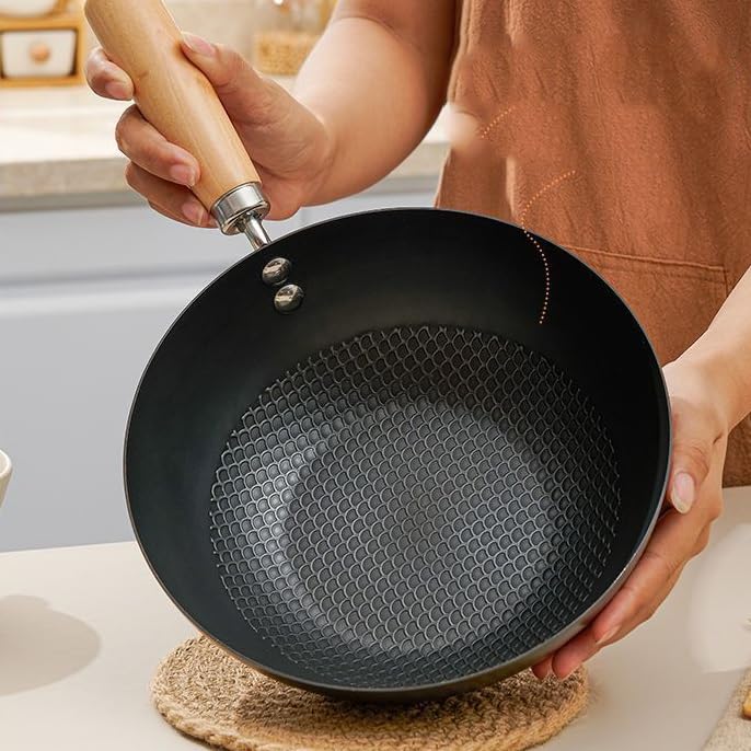 Wok grande con mango antiadherente para cocina a gas miniatura 5