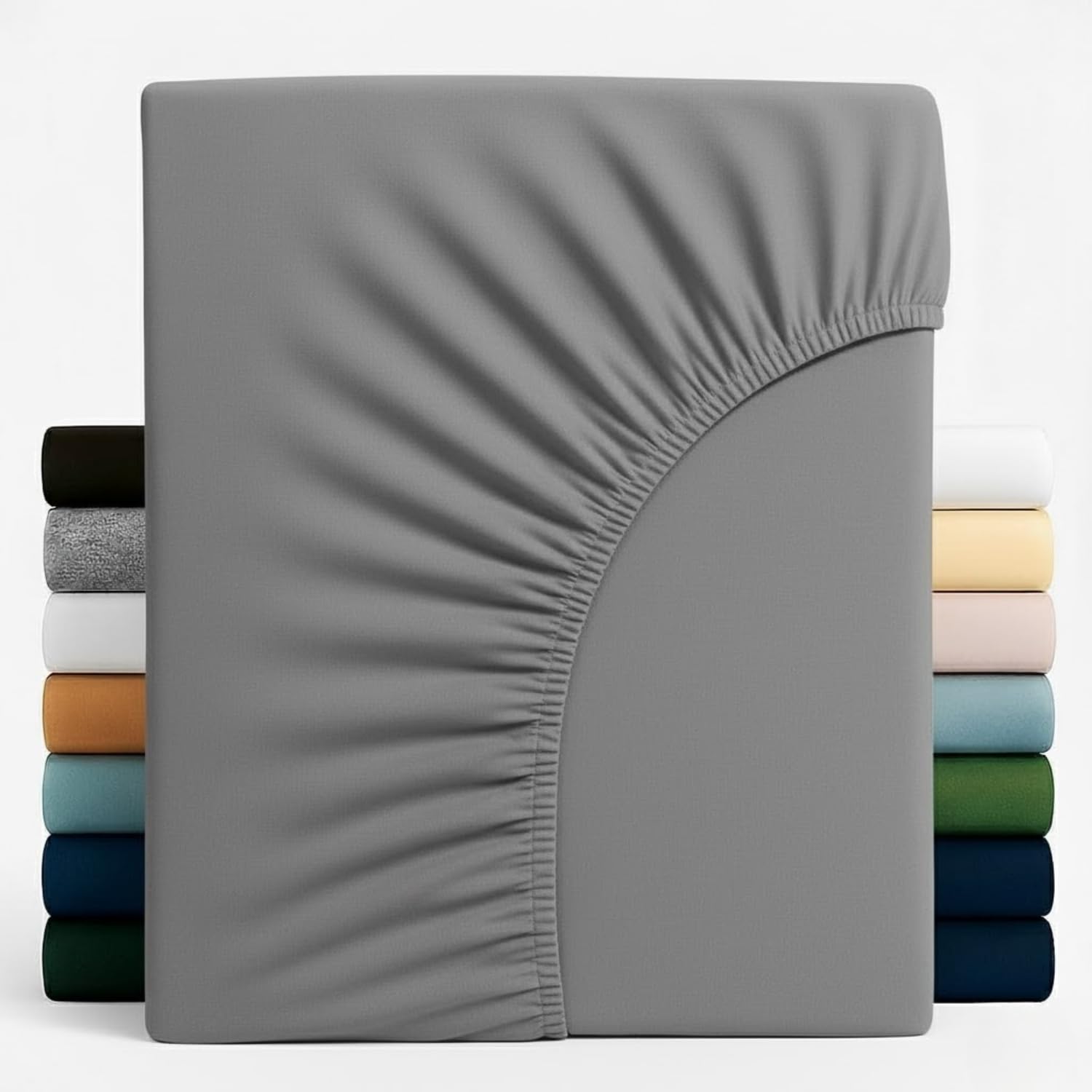 Z&A - Fitted Sheet Single - 30cm Deep Bed Sheet - Shrinkage & Fade Resistance - Soft Polycotton Elastic Bedsheet - Ease Care & Comfortable Beddingsheet (Grey, 2x Double 135x190+30cm)