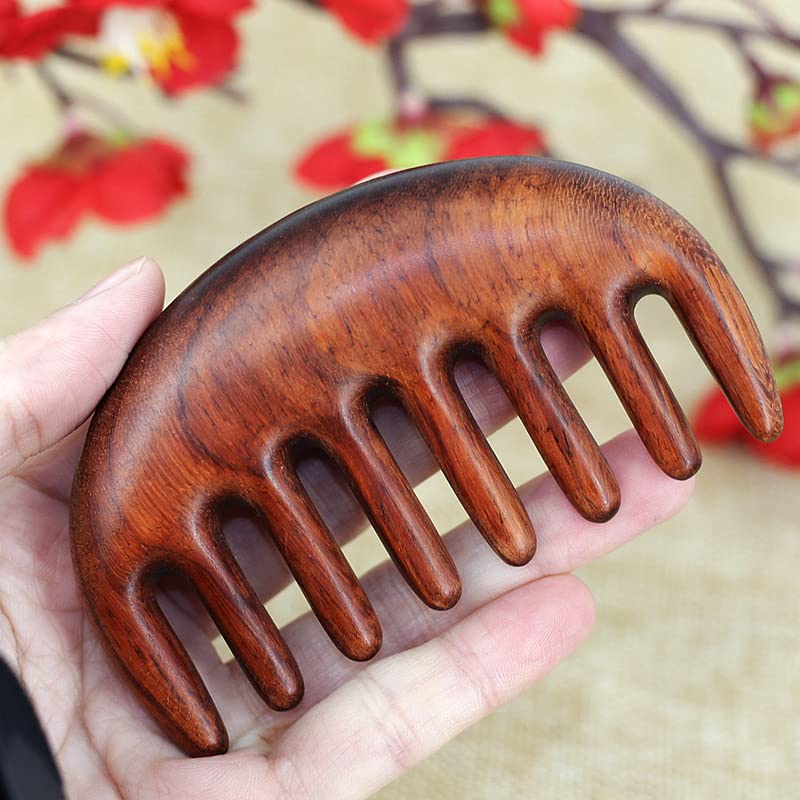 Mascot Wooden crafts Wood carving art Wood decoration artwork 悉角紫檀木梳 便携化妆梳子 健康手柄木梳雕花工艺(4号)