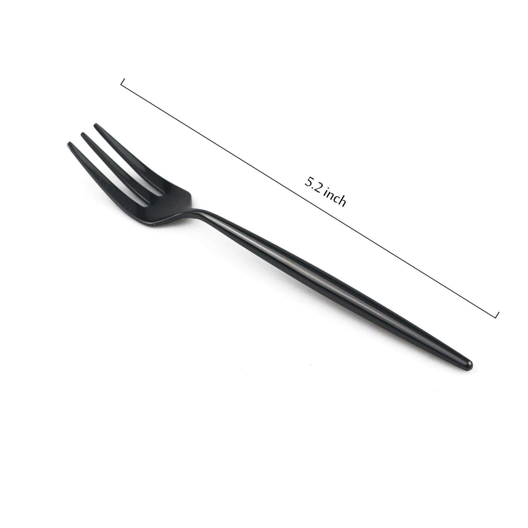 BRIIEC Black Gold 18/10 Stainles Steel Cake Forks Set 3 Tines Fruit Salad Fork, Slim Cutlery for Kitchen Hotel Restaurant Wedding Party, Mirror Finish, Dishwasher Safe, Pack of 6