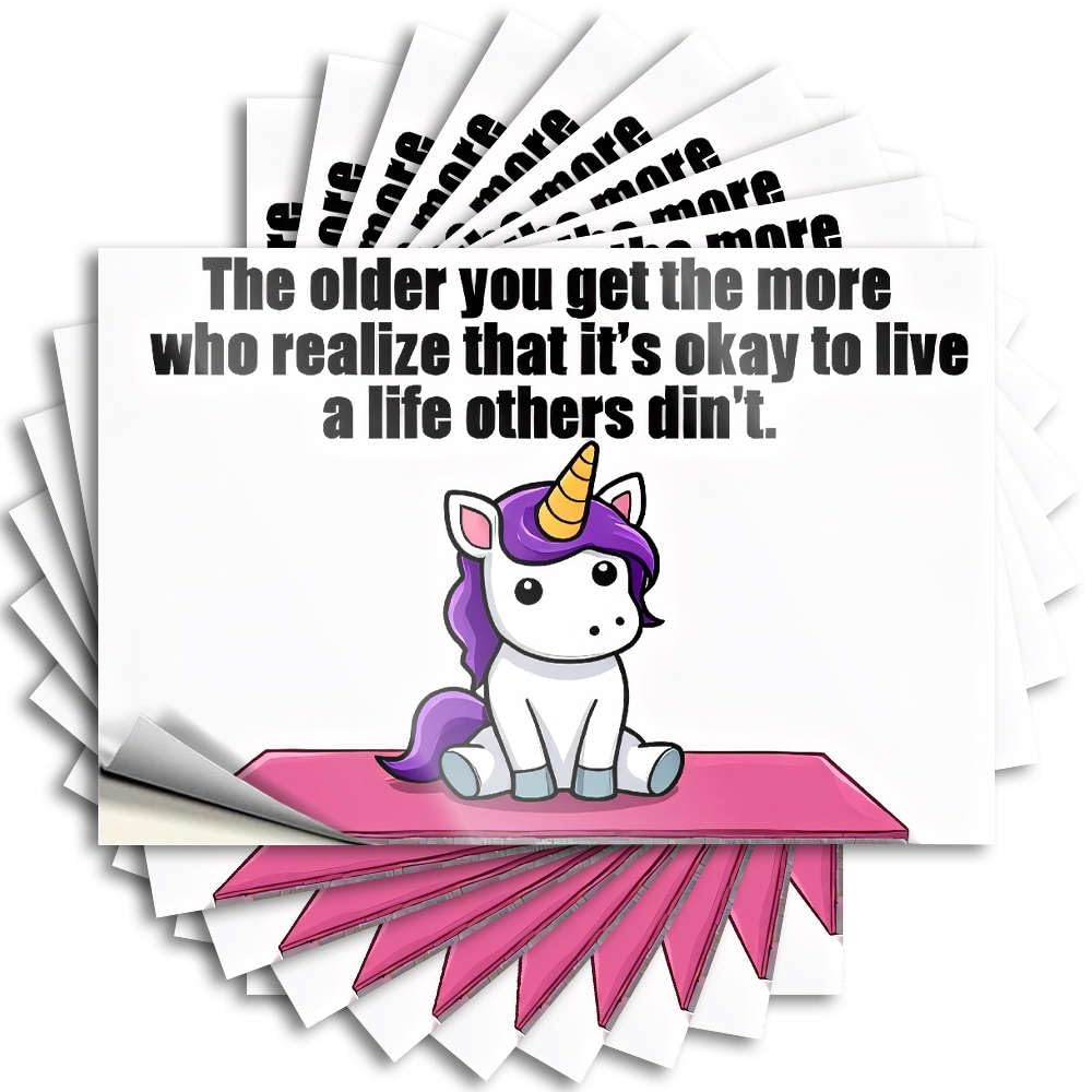 Camper Van Accessories Western Bumper - Unicorn Doing Yoga, Caption: Finding Peace in The Present Moment. Removable Decal Laptop Easy Peel for Exterior(6X9CM)
