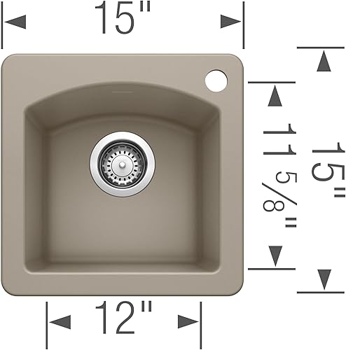 Miniatura 28 de BLANCO 443070 Diamond Silgranit - Fregadero de barra para empotrar o empotrar, color blanco suave