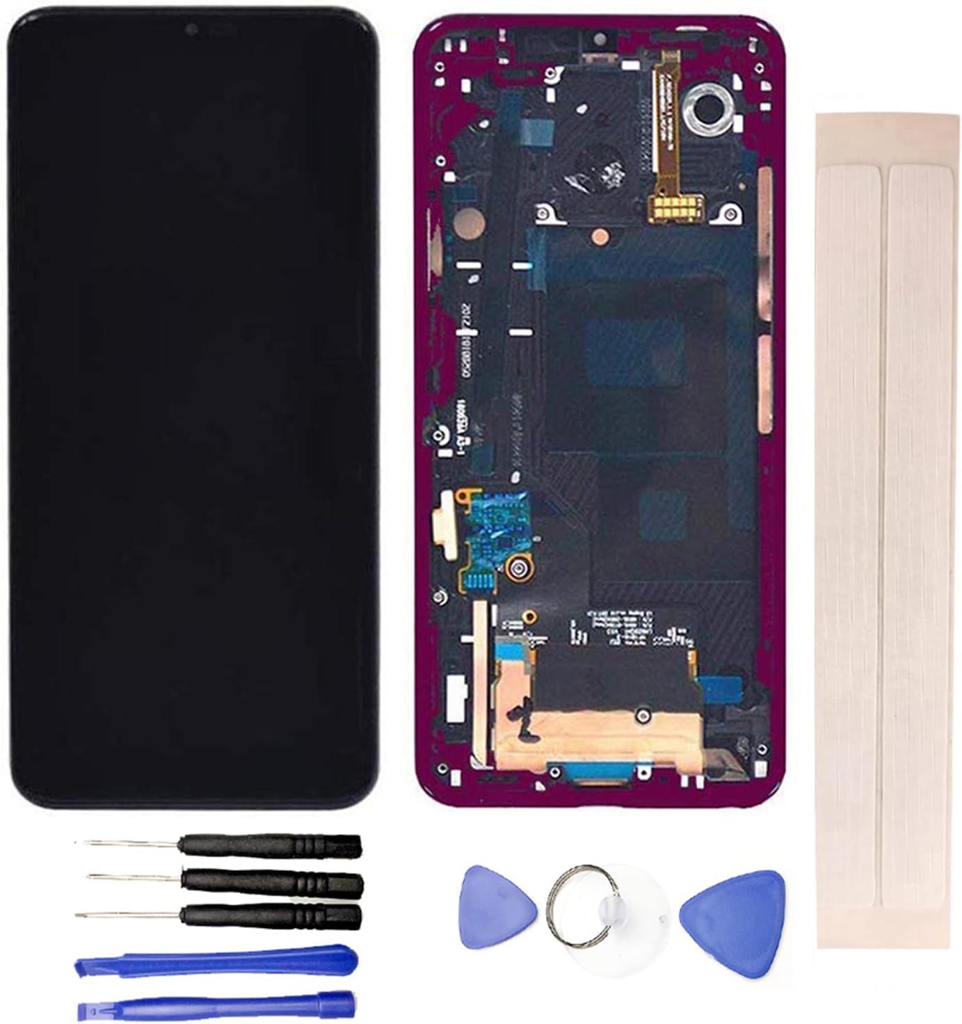 LCD Display & Replacement Touch Screen Digitizer Assembly with Free Tools for L-G G7 ThinQ G7+ G710 G710EM G710PM G710VMP 6.1" Red with Frame