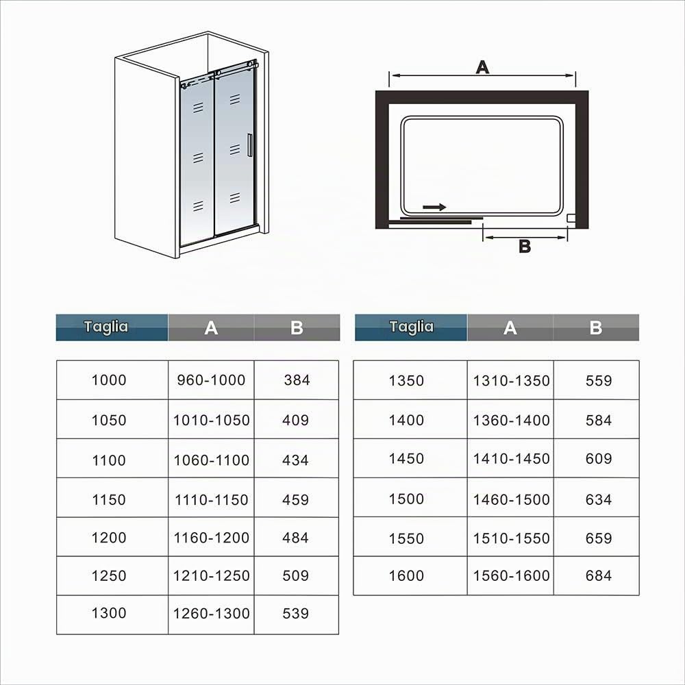 Aica Box Doccia 135x195cm a Nicchia Porta Scorrevole Vetro 8mm