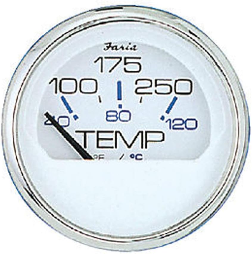 13804 Chesapeake Stainless Steel Water Temperature Gauge (100-250°F) - 2", White