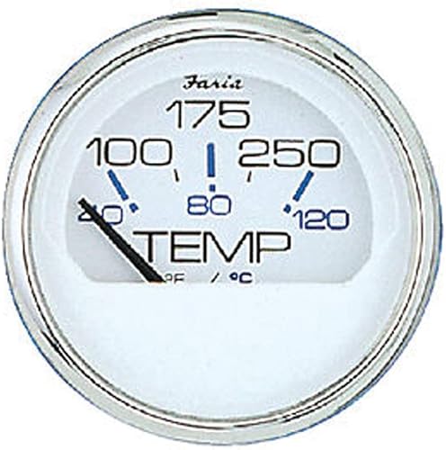 Faria 13804 Chesapeake Stainless Steel Water Temperature Gauge (100-250°F) - 2", White