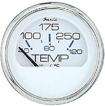 Faria 13804 Chesapeake Stainless Steel Water Temperature Gauge 100-250F - 2", White