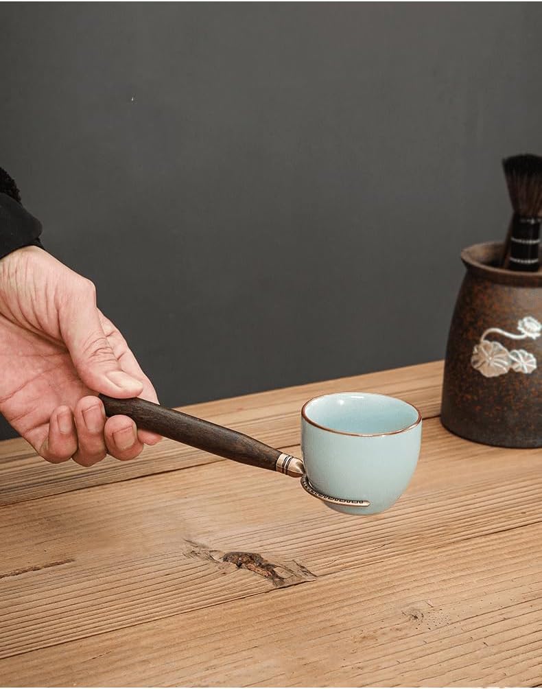 Retro coarse pottery tea ceremony solid wood clip tea knife Chinese style tea spoon kung fu tea set accessories-Color2