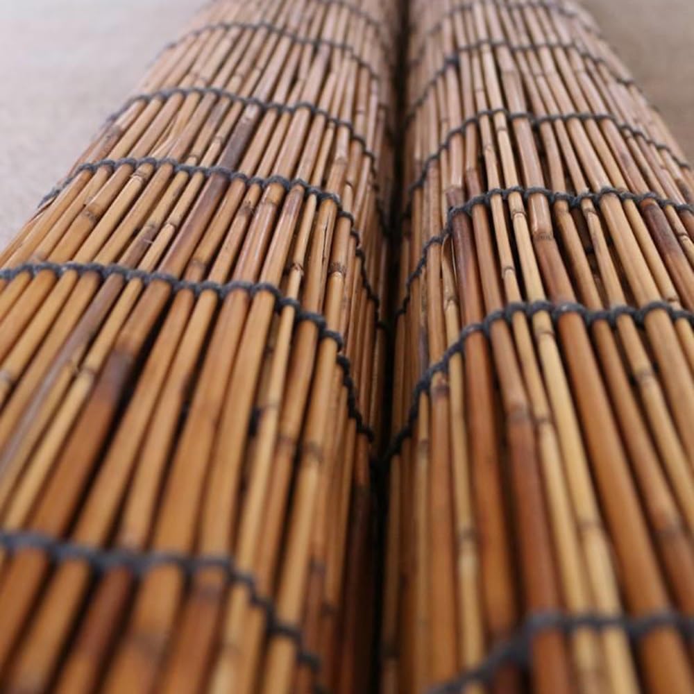 Bamboo Blinds Blackout for Patio Outdoor Roller Sunshade Curtains 54" 84" 72" 48" 39" 27" 62" Bamboo Room Darkening Window Blind with Thermal Insulated, Cordless Roman Shade Blind(52"W x 48"H)