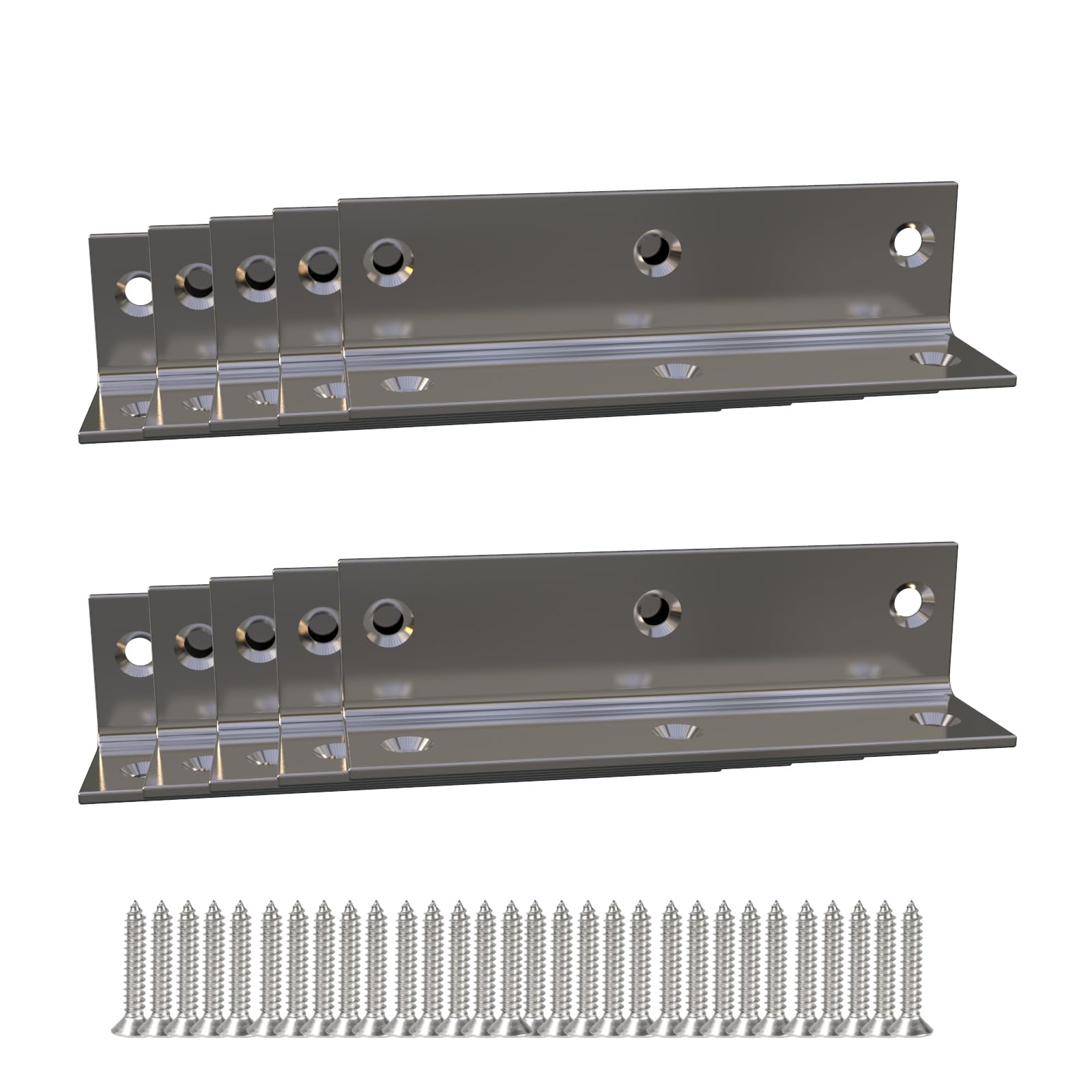 Stainless Steel Corner Bracket,Joint Right Silver Angle Brackets,L Shape Heavy Duty Metal Corner Brace Shelf Supporter for Wood Aufuga (10, 4x1x1)