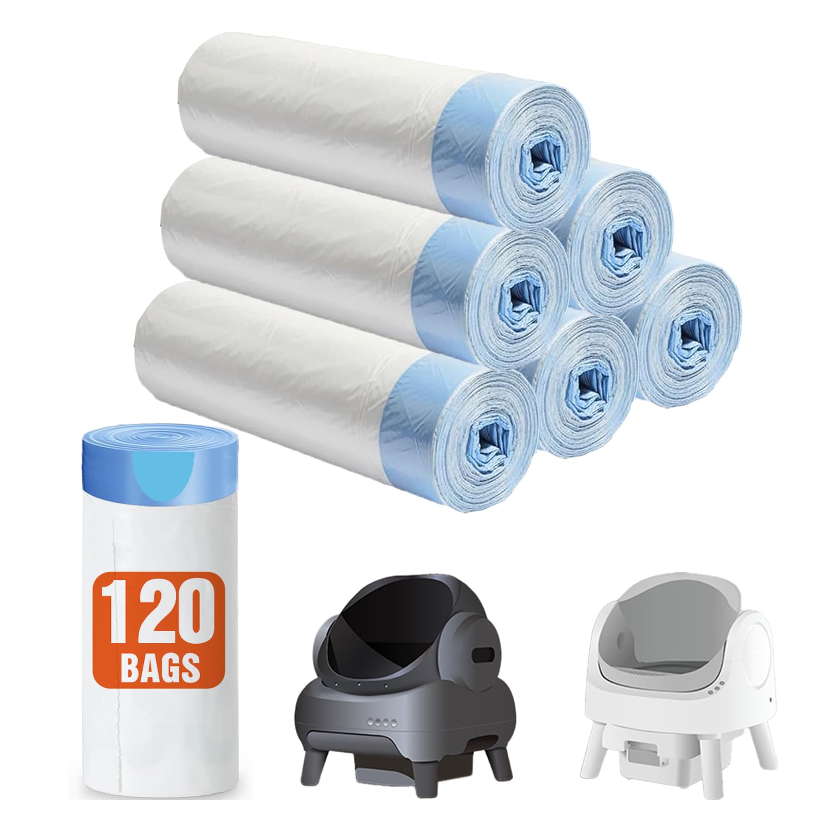 Bolsas de arena automáticas para gatos compatibles con Neakasa PetPivot y similar caja de arena abierta autolimpiante para gatos, 120 unidades, cordón resistente, a prueba de fugas, 27 x 13 pulgadas