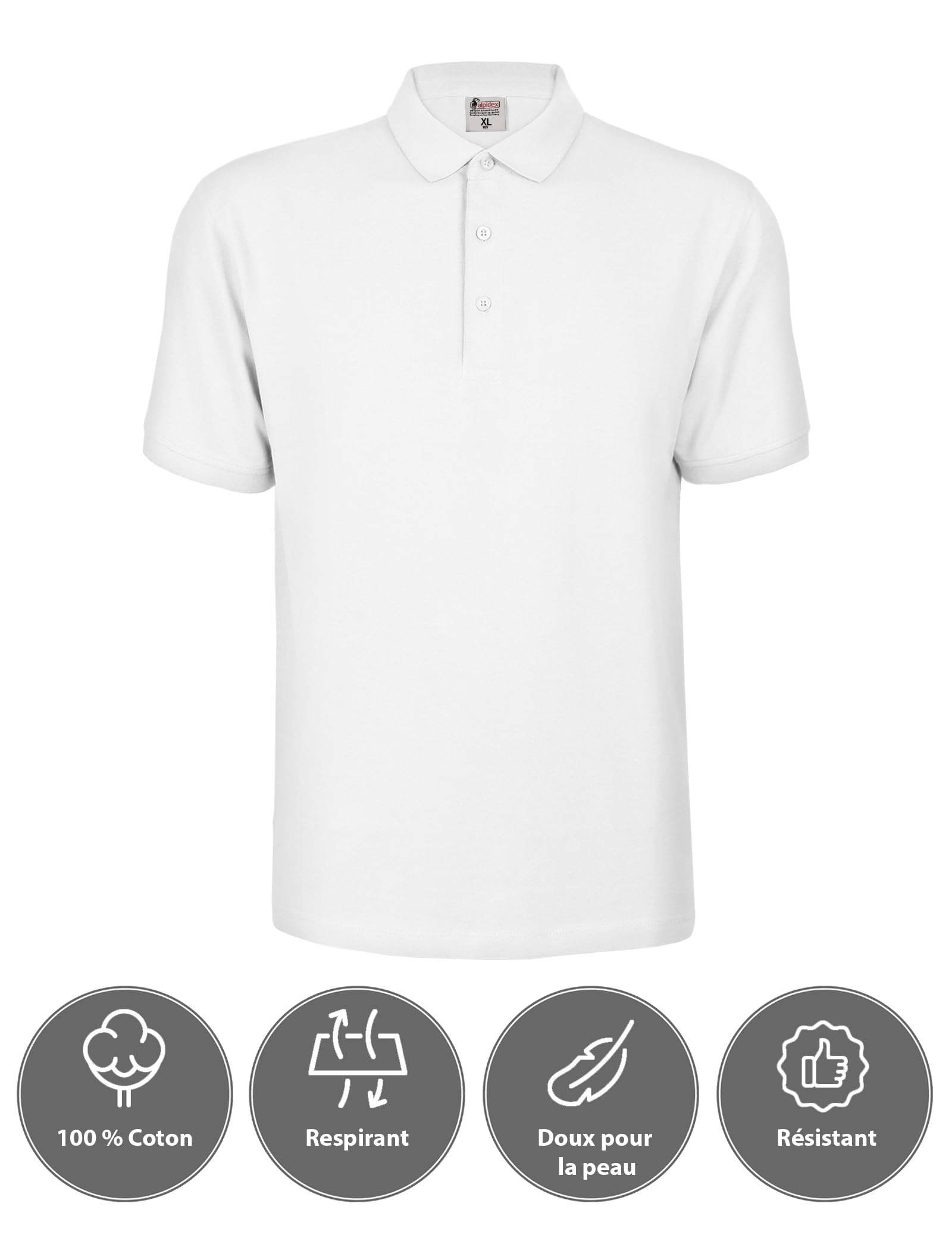 ALPIDEX Lot de 3 Polos Homme Polo Shirt 100% Coton Manches Courtes T-Shirt Classique Casual Uni S M L XL XXL 3XL 4XL 5XL