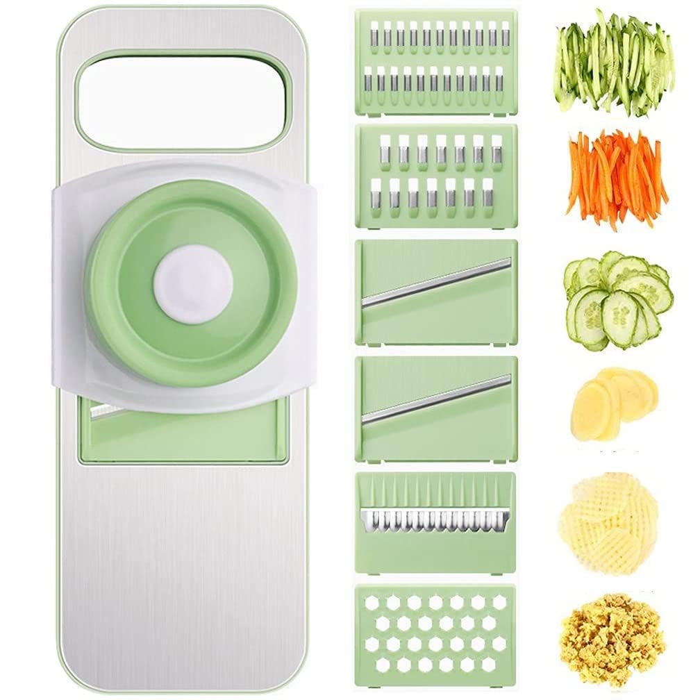 Gemüsehacker 6 in 1 Multi -Mandolin -Transparent Gemüse Slicer Cutter Gemüse Cutter Food Slicer Dicer 6 austauschbare Klingen Set Manuelle Slicer