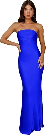 Strapless Satin Bridesmaid Dresses for Women Long Mermaid Formal Evening Prom Gown