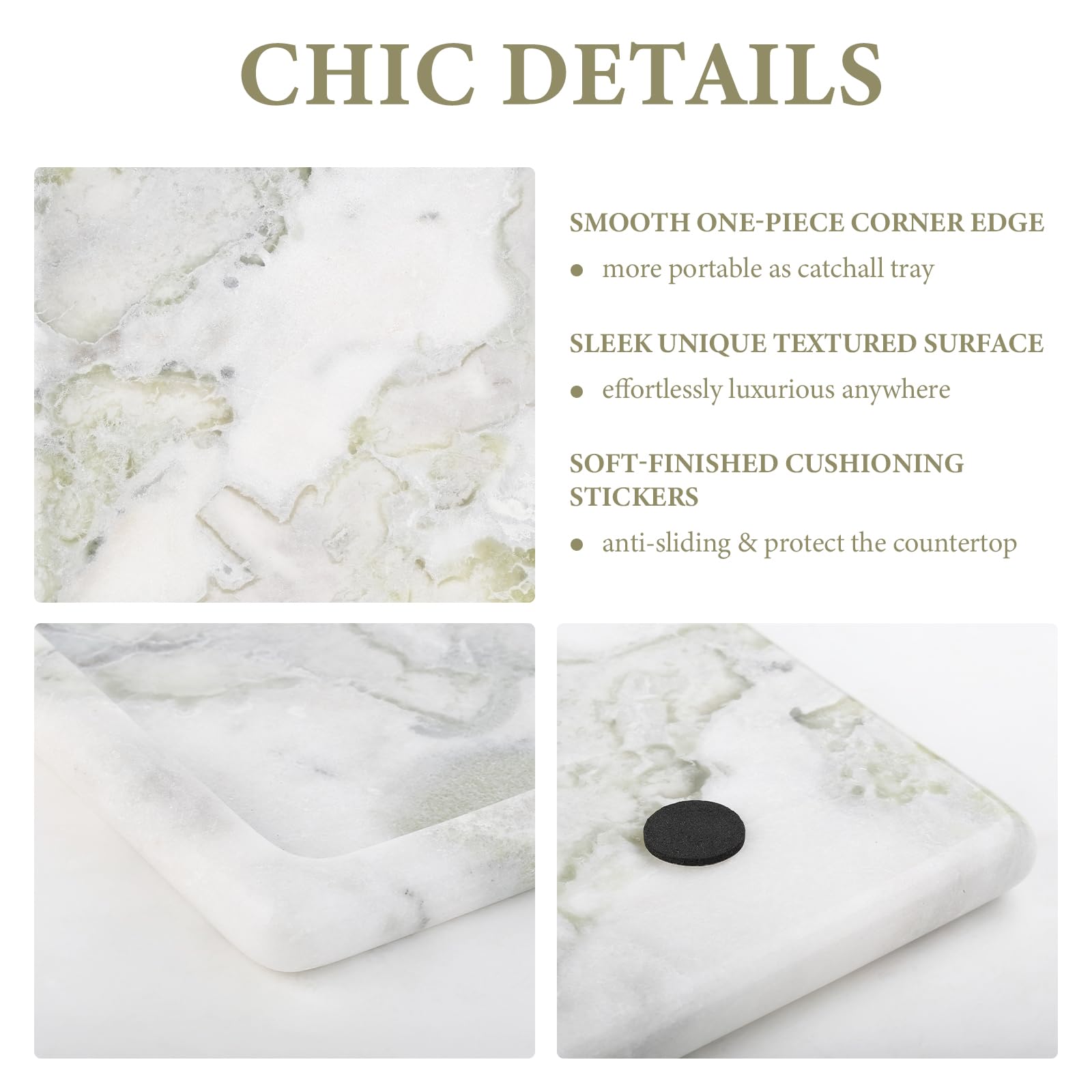 Koville African Natural Marble Perfume Tray Vanity Tray for Dresser Tops, 14