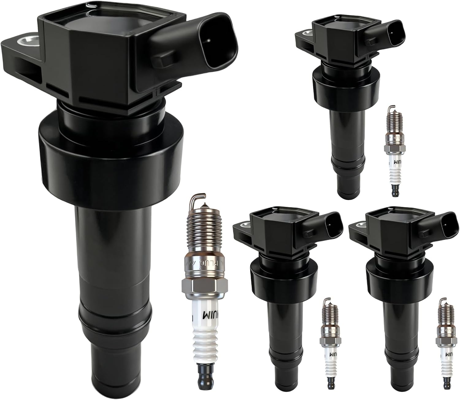 UF652 Ignition Coil Pack & 93815 Iridium Spark Plugs Compatible with Hyundai Accent 2012-2019, Veloster 2012-2017, Kia Soul/Rio 2012-2019-1.6L L4 Replace 273012B100 C1803 5C1860 GN10634, Set of 4