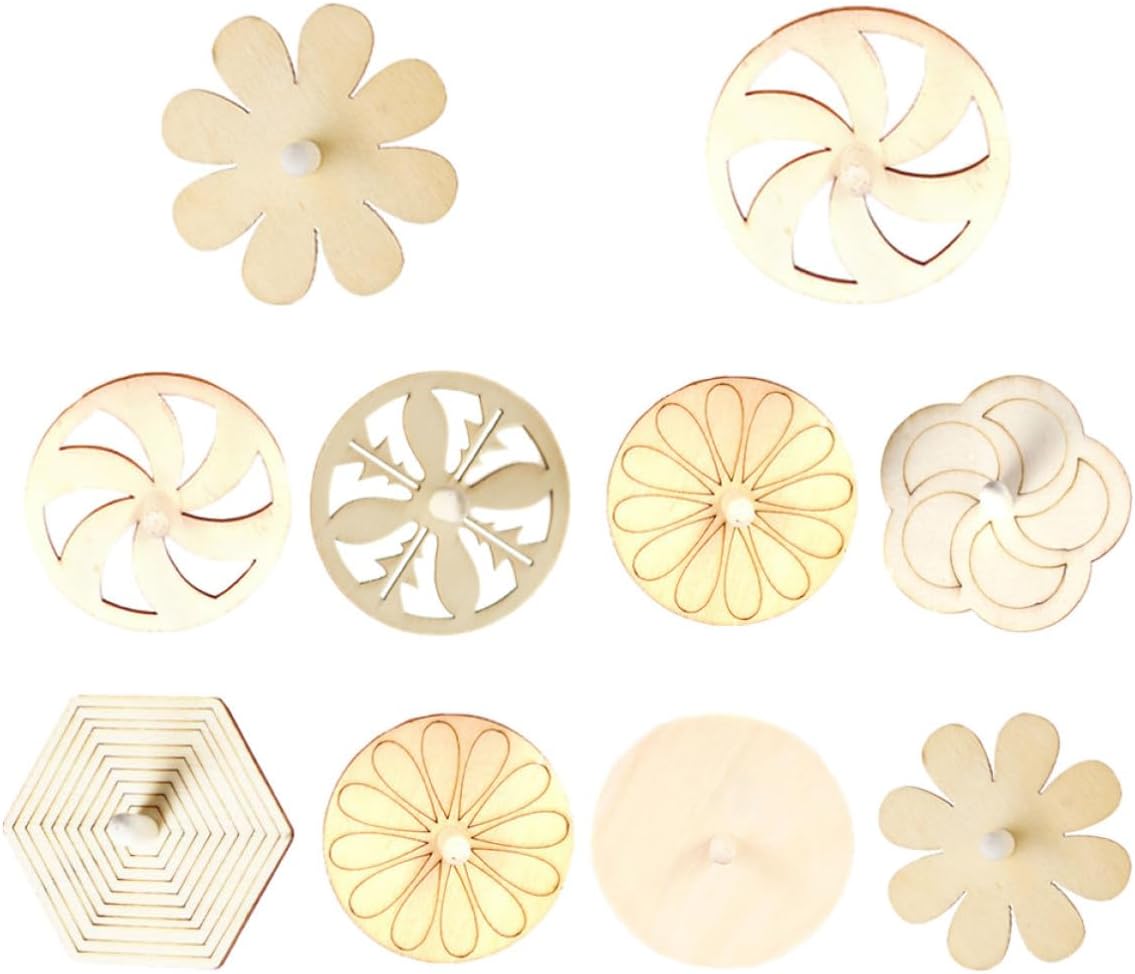 HOODANCOS Unfinished Wooden Gyroscope DIY Painting 10pcs