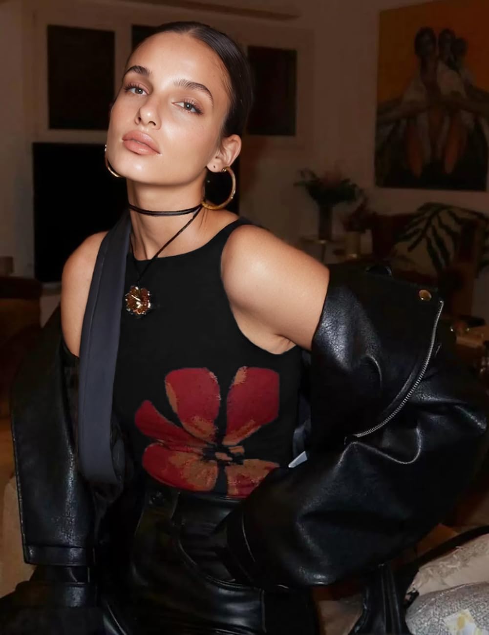 Lancifolium Going Out Floral Print Boat Neck Tank Tops Women 2025 Cute Y2k T Shirts - Image 2