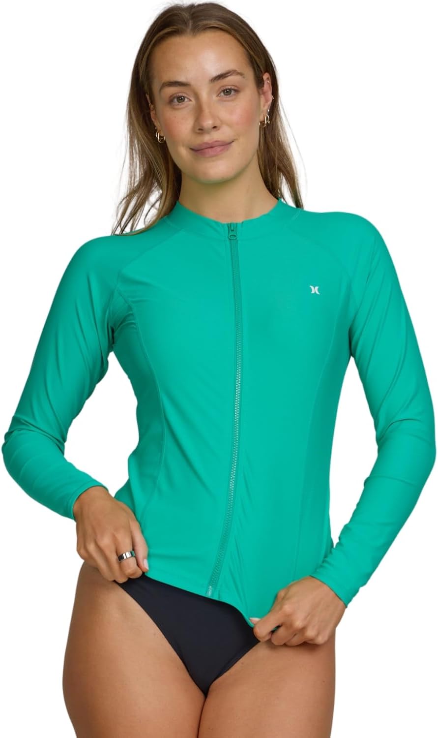 Women's Full-Zip Rash Guard, Long Sleeve UPF 50+ Swim Shirt Surf Top thumbnail