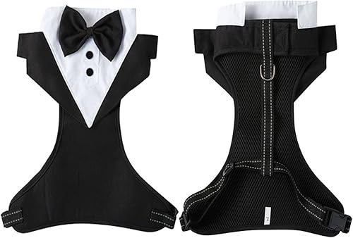 Miniatura 5 de FVOWOH Juego de esmoquin con correa antiruptura para mascotas, arnés de un pecho, incluye arnés de pecho y bolsa de arrastre para gatos