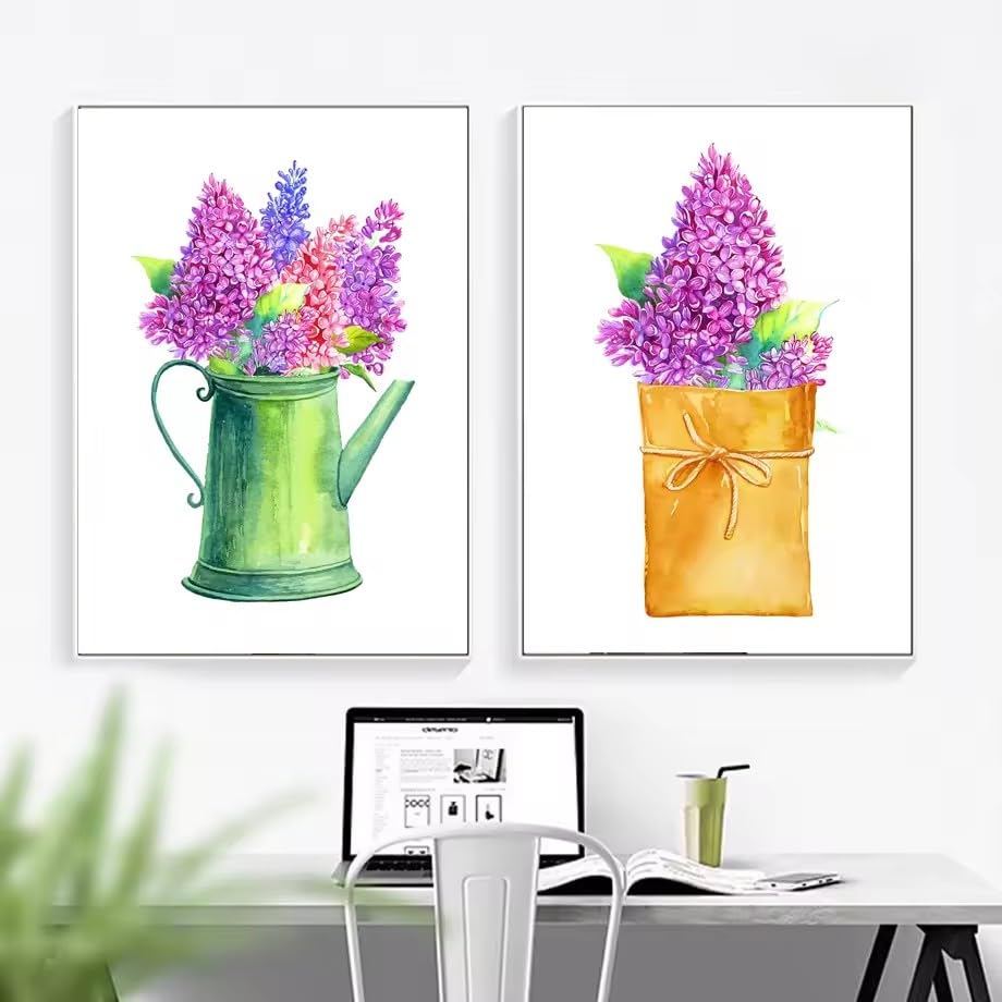 LIRHIQYGF Nordische botanische Poster und Drucke, Wandkunst, Leinwandgemälde, Wandbilder für Wohnzimmer, Schlafzimmer, Heimdekoration (40x60cmx2/Rahmen)