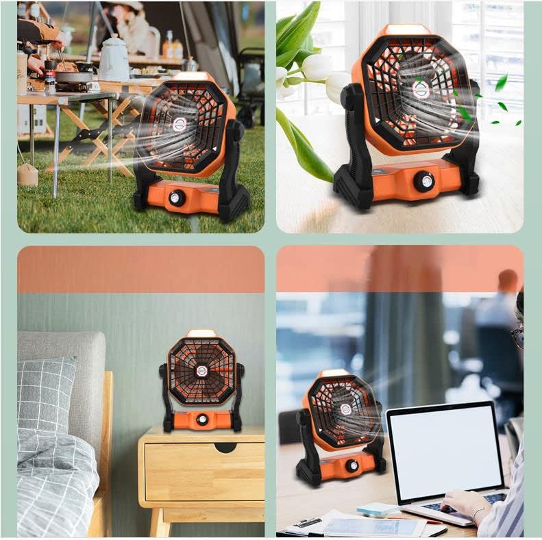Fan USB Fan Outdoor Fan Table Fan 360° Rotation Portable Fan Lamp LED Camping Lighting Emergency Light Bedroom Office Desk Fan Lamp Low Noise Cooling (Black)x20