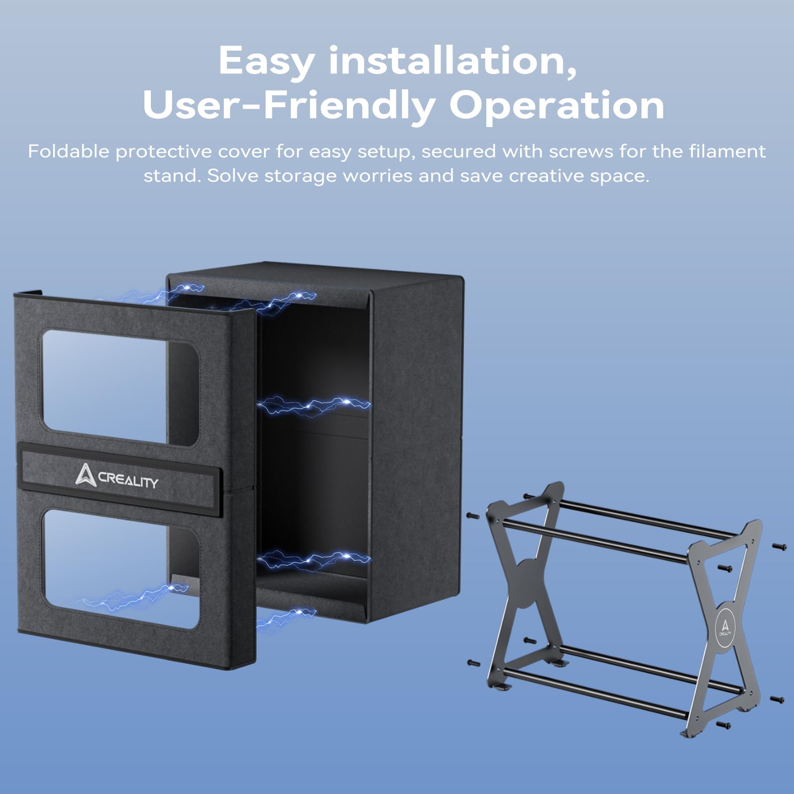 Contenedor de almacenamiento de Creality para filamento, a prueba de humedad y polvo, organizador de 2 niveles de metal para carretes de filamento y otros rollos
