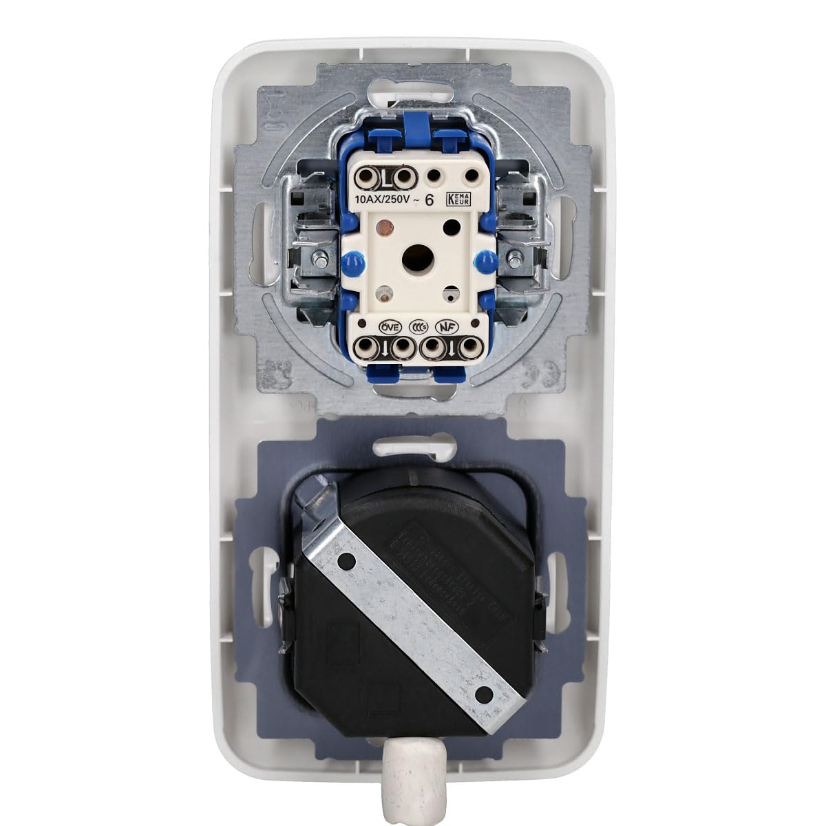 BJ (Original) LED Dimmer Komplett-Set, LED-Drehdimmer -alpinweiß- Reflex SI- 6523-U 102 (6523 U-102) in 2 fach Rahmen integriert inkl. Wippschalter inkl. Wippe