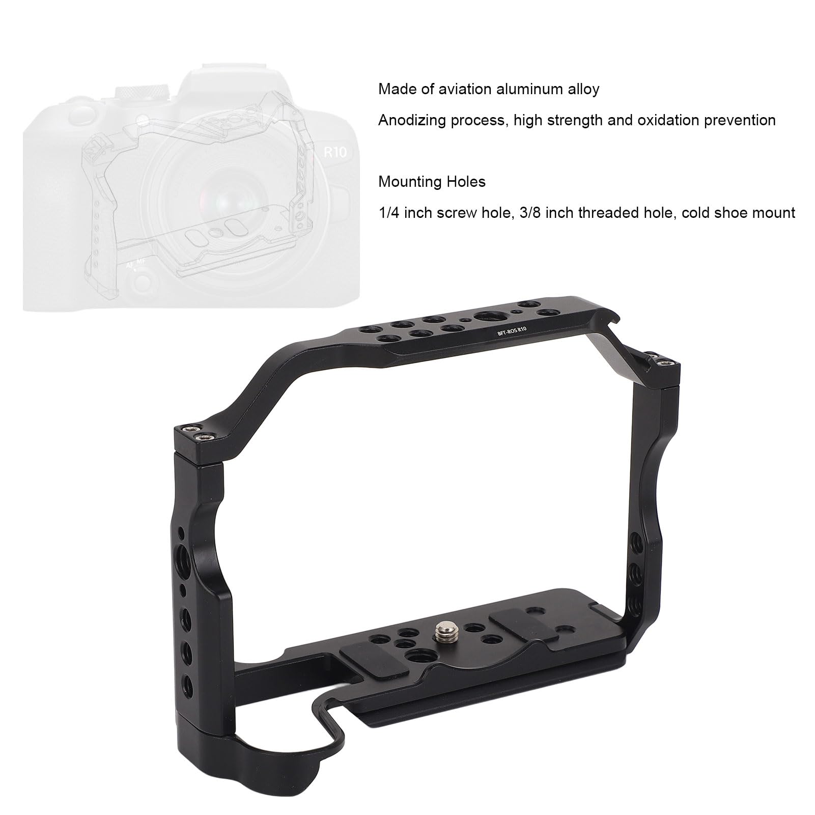 Fabater Gabbia per Fotocamera R10 per la Creazione di Video, Telaio Protettivo in Alluminio Resistente con Apertura Precisa del Foro per Vlogger